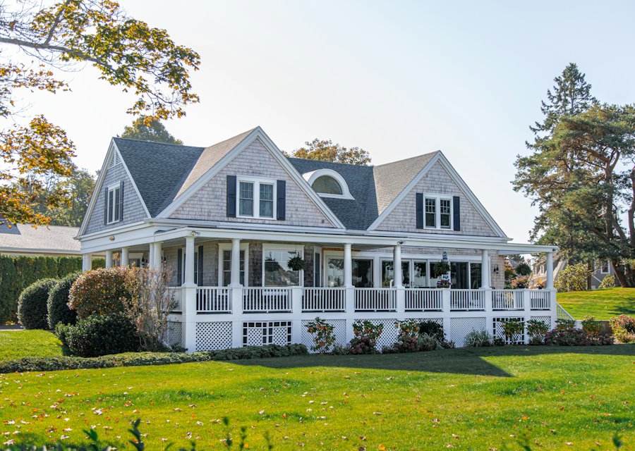 Home with a covered front porch